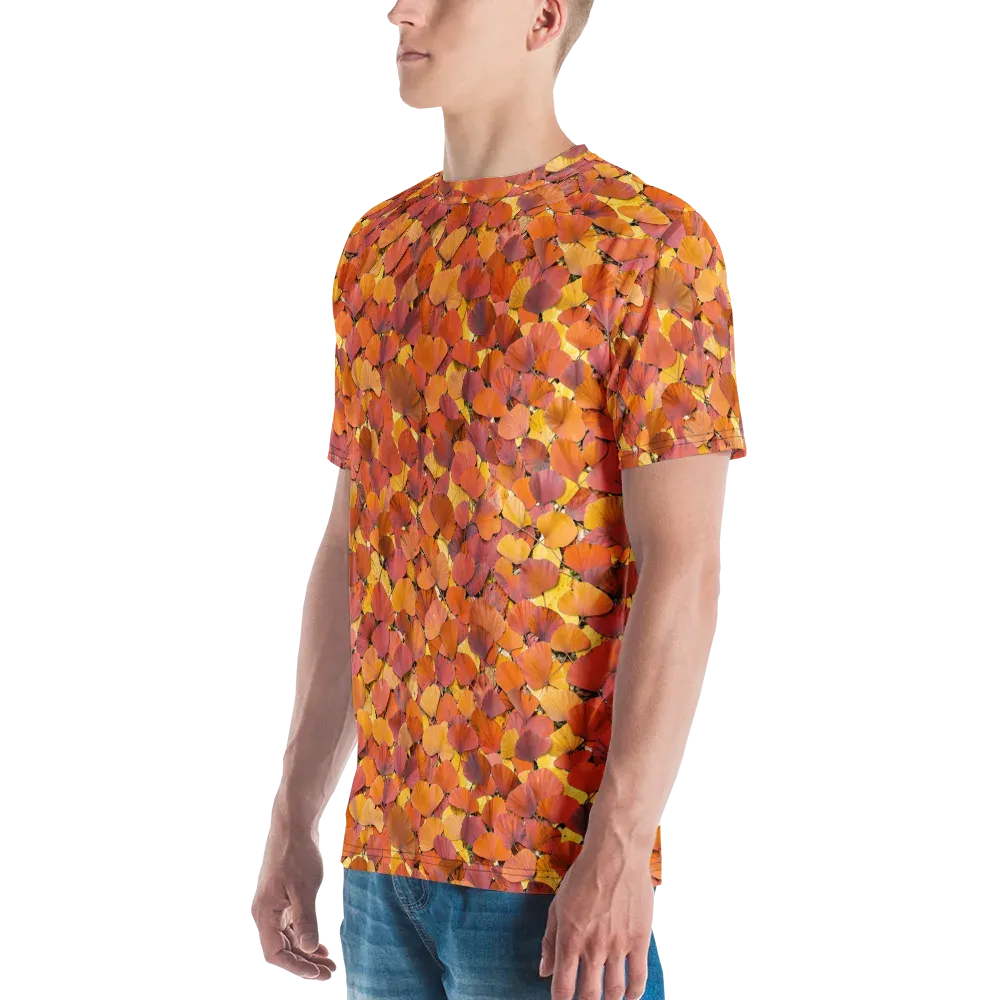 Autumn Ginkgo on Men's Crew Neck T-Shirt — Left
