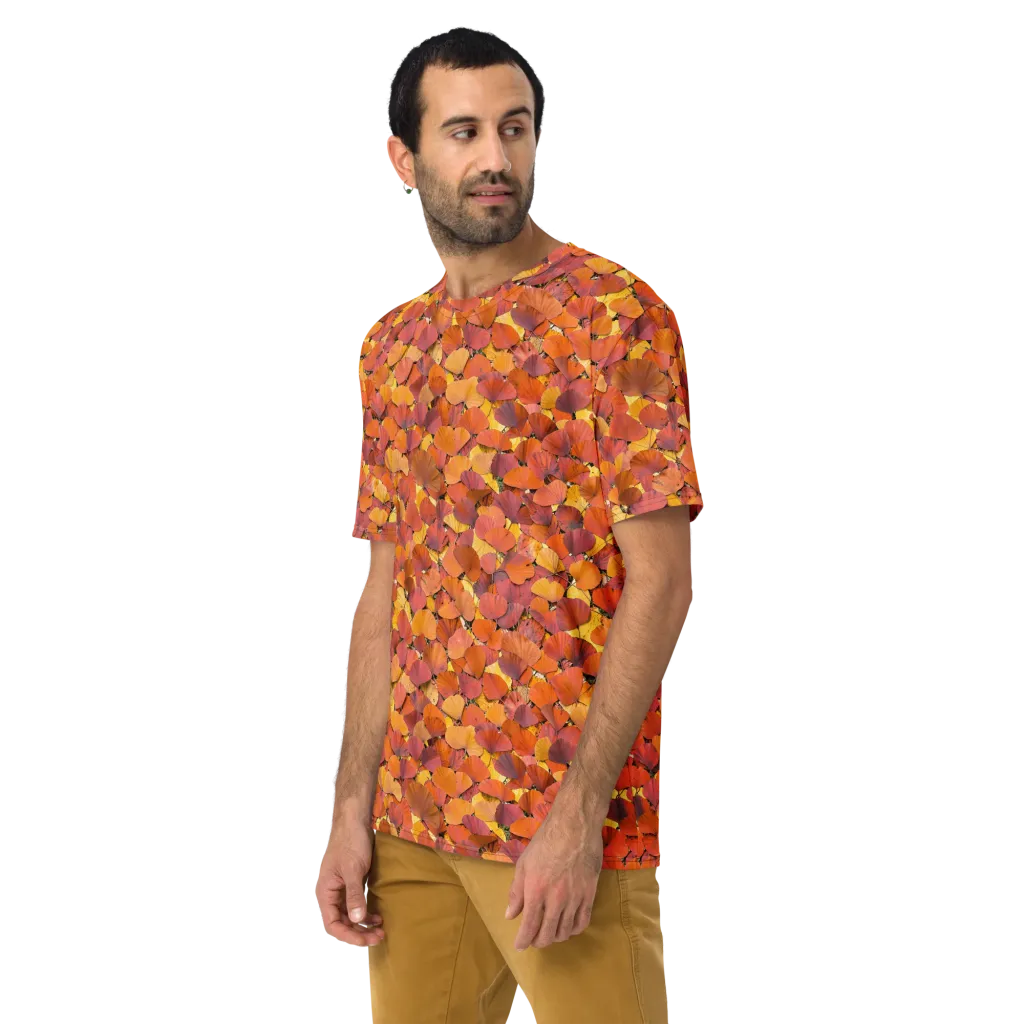 Autumn Ginkgo on Men's Crew Neck T-Shirt — Left sleeve