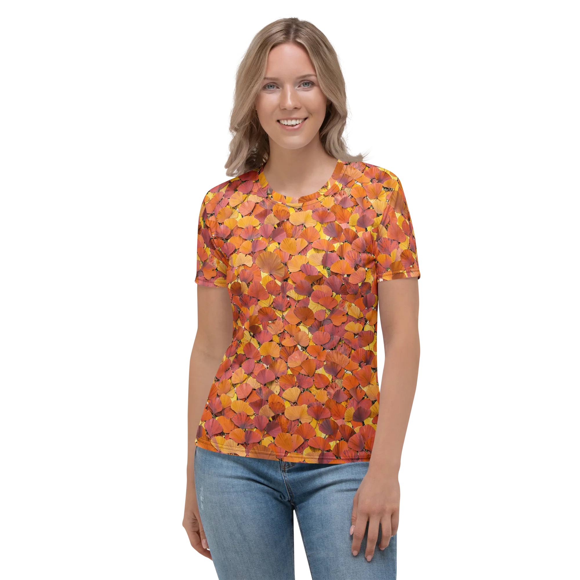 Autumn Ginkgo on Women's Crew Neck T-Shirt — Front