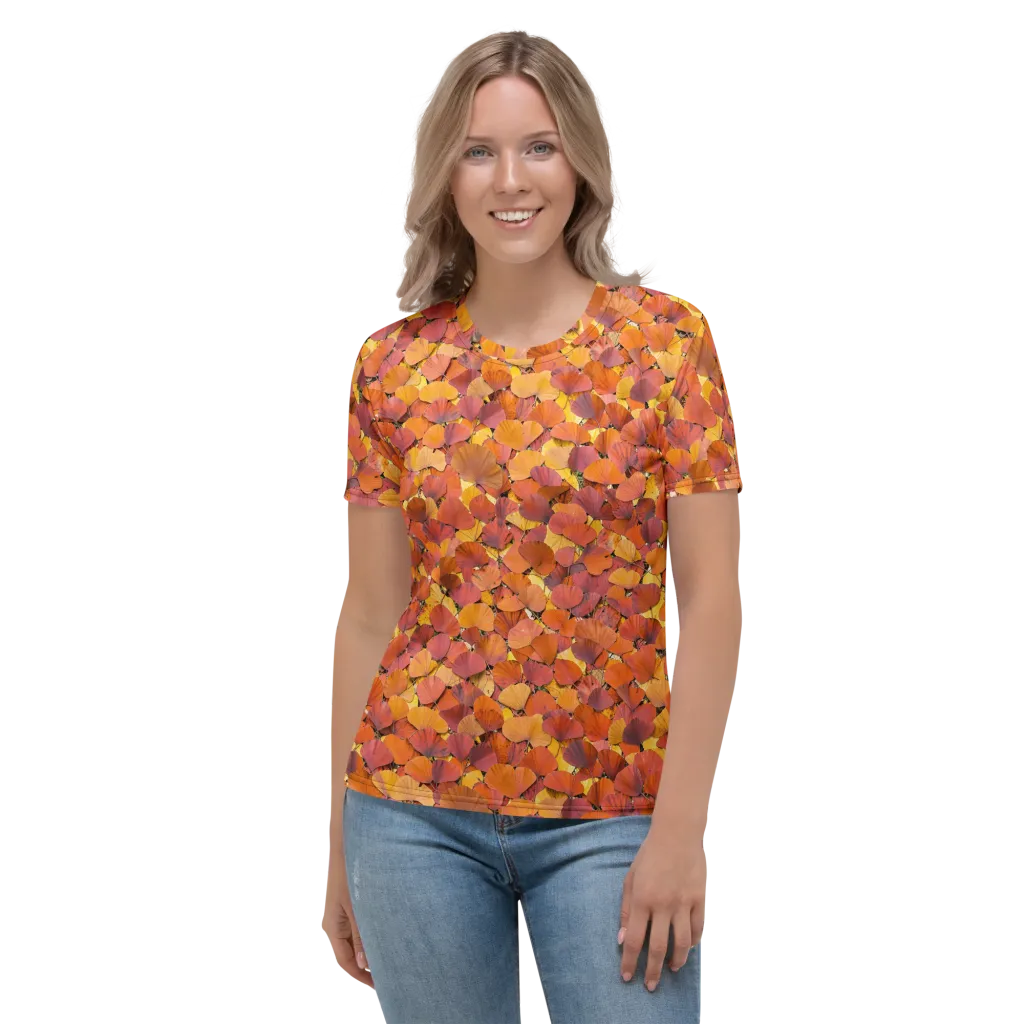 Autumn Ginkgo on Women's Crew Neck T-Shirt — Front