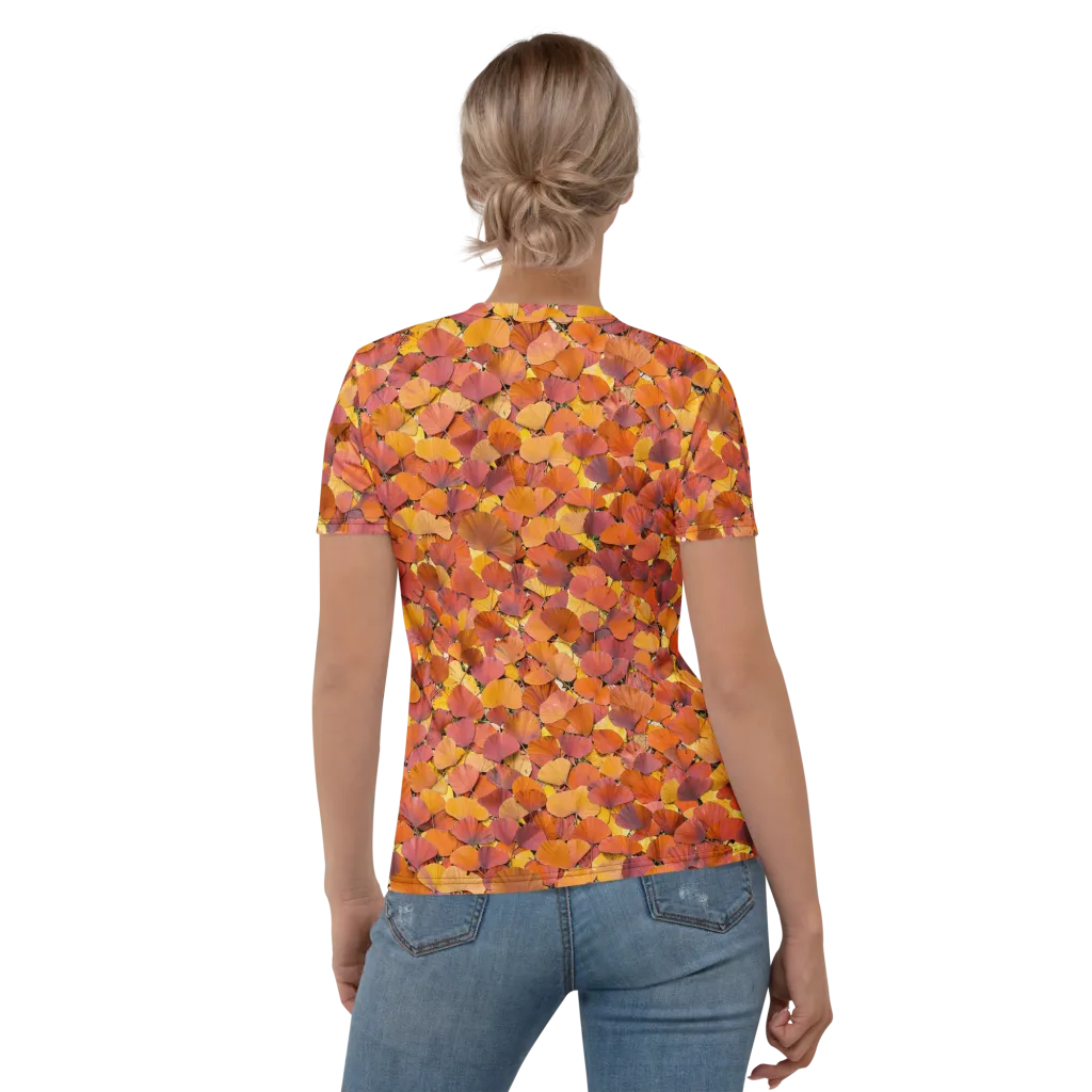 Autumn Ginkgo on Women's Crew Neck T-Shirt — Back