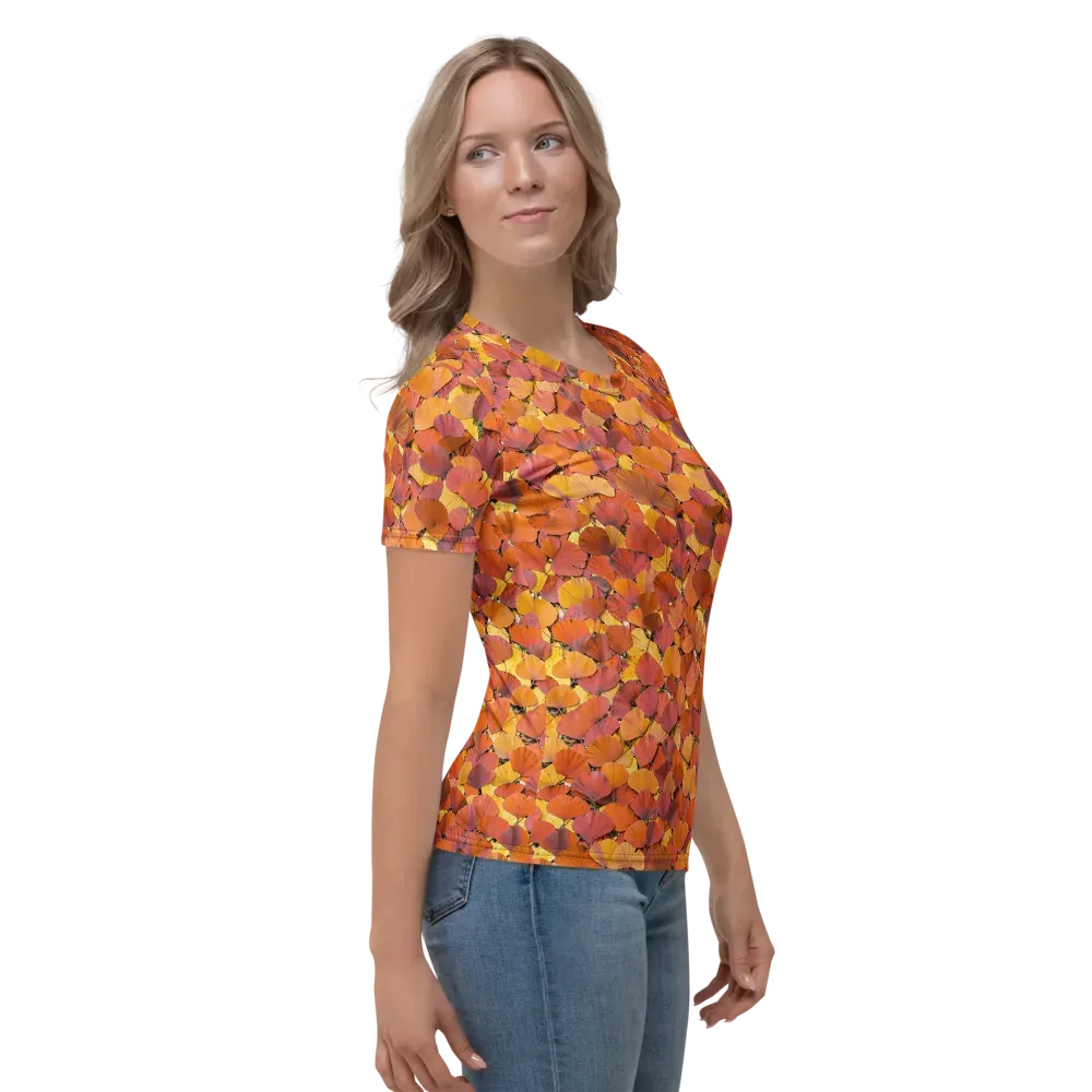 Autumn Ginkgo on Women's Crew Neck T-Shirt — Back print