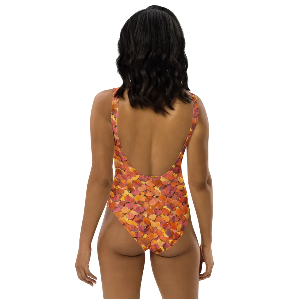 Autumn Ginkgo on One-Piece Swimsuit — Back print