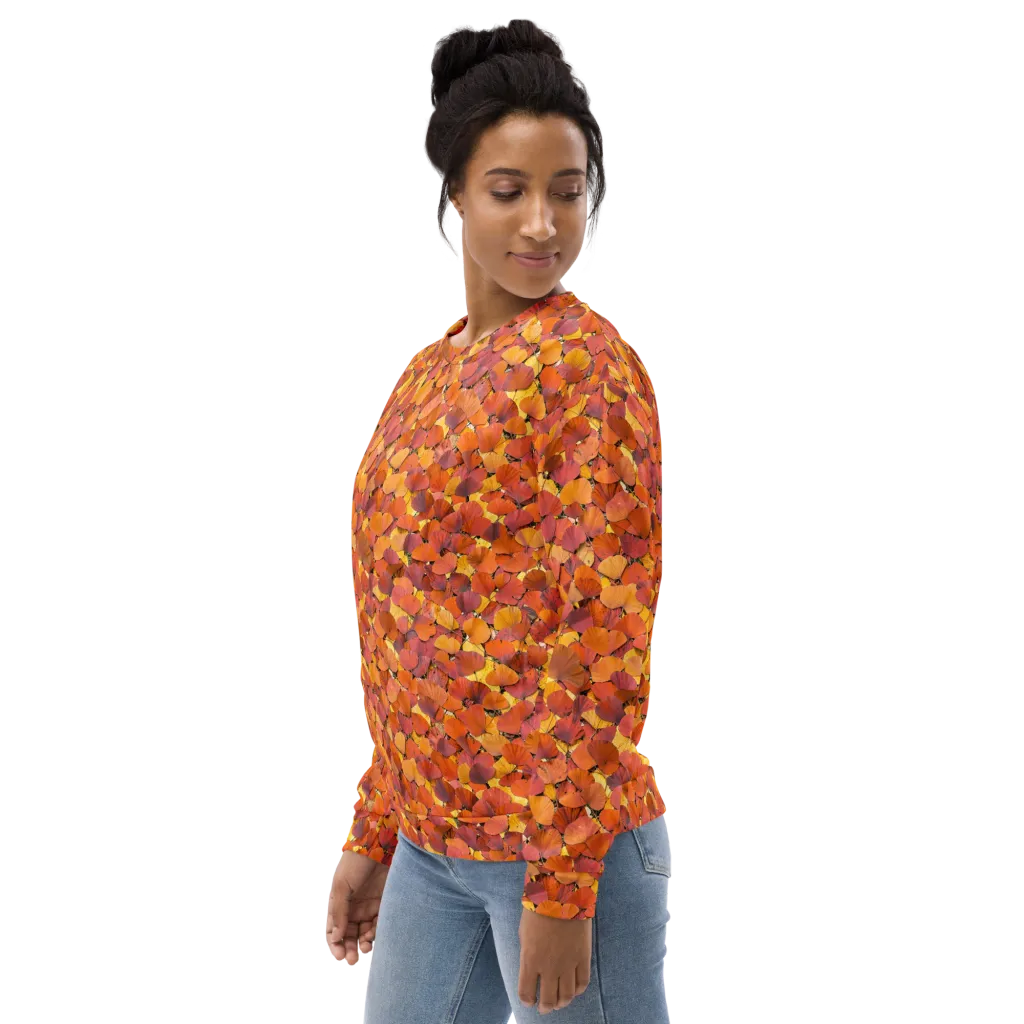 Autumn Ginkgo on Sweatshirt — Left sleeve