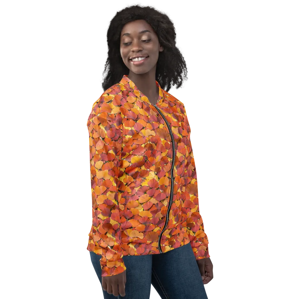 Autumn Ginkgo on Bomber Jacket — Right sleeve