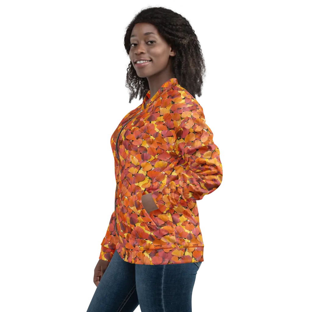 Autumn Ginkgo on Bomber Jacket — Left sleeve