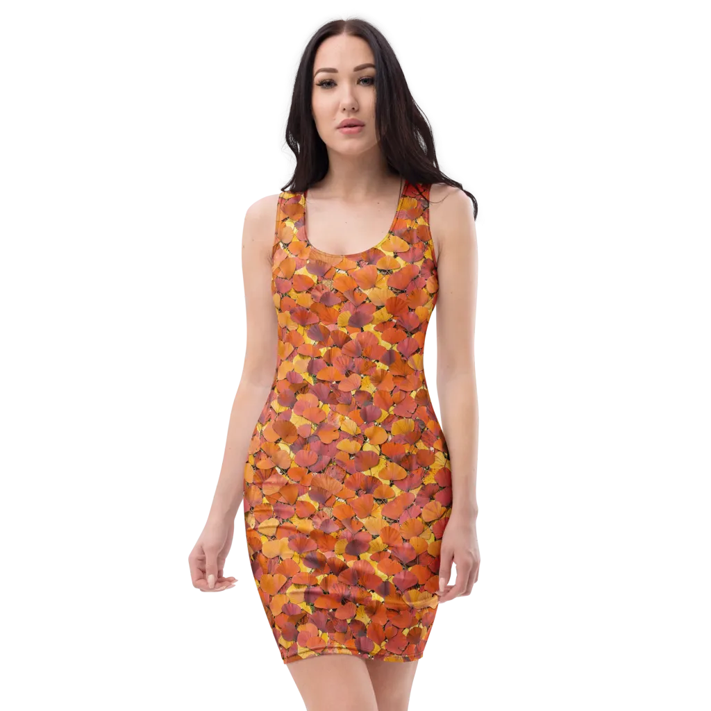 Autumn Ginkgo on Bodycon Dress — Front