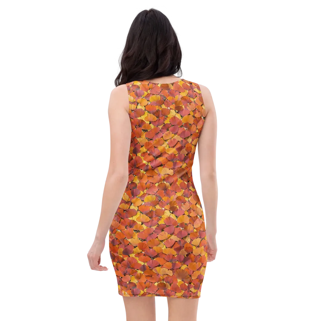 Autumn Ginkgo on Bodycon Dress — Back