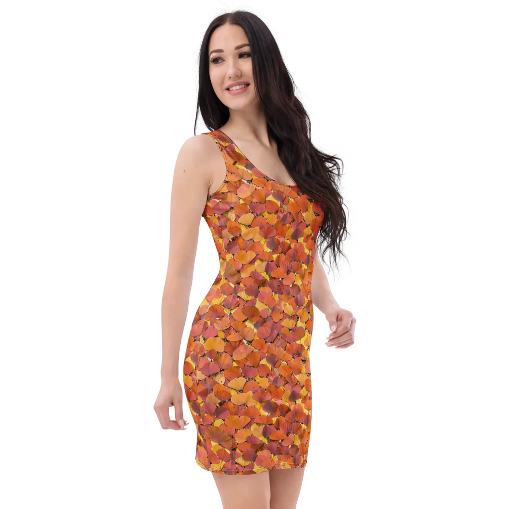 Autumn Ginkgo on Bodycon Dress — Right Front