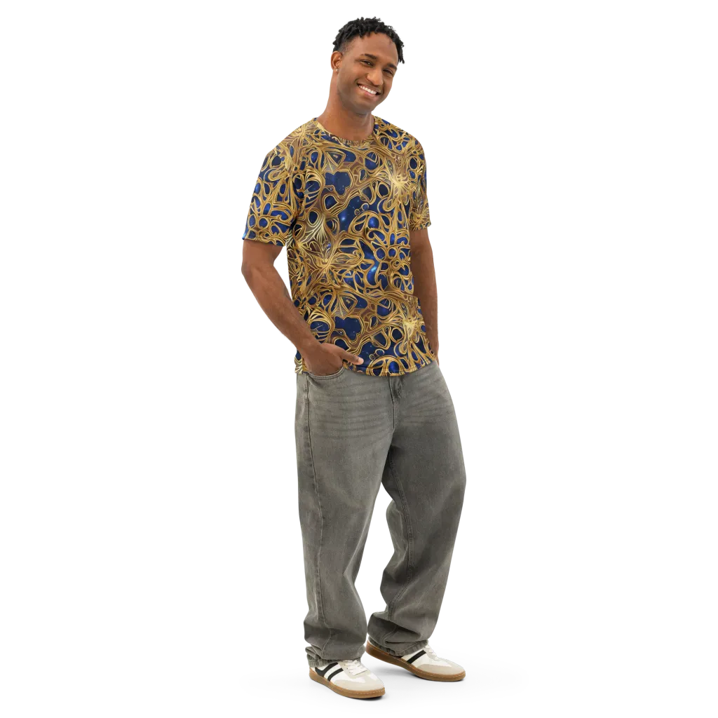 Astral Filigree on Men's Cotton Crew Neck T-Shirt — Right Front
