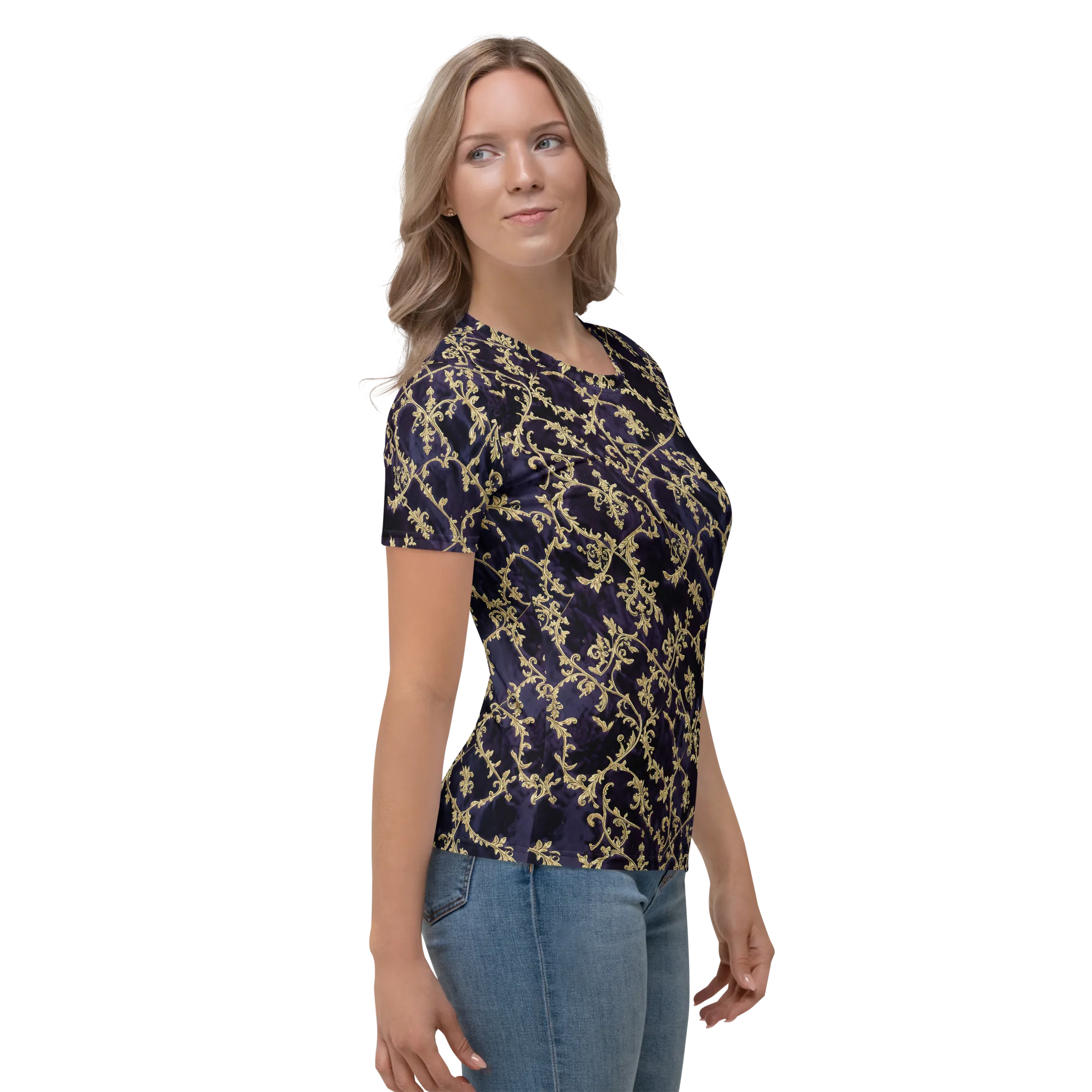 Velvet Versailles on Women's Crew Neck T-Shirt — Right sleeve