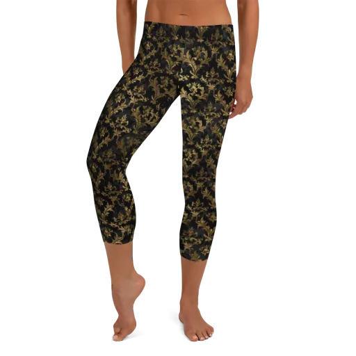 Gilded Damask on a Capri Leggings
