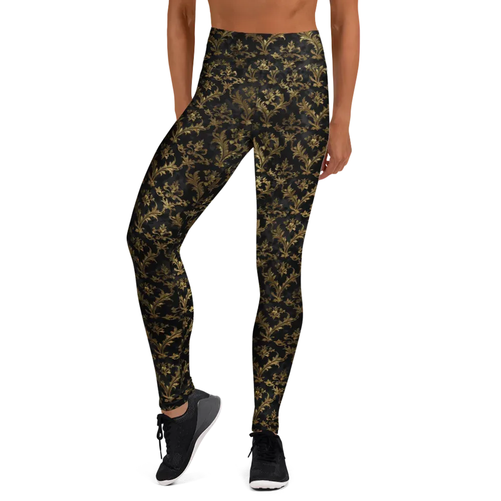 Gilded Damask on Yoga Leggings — Front