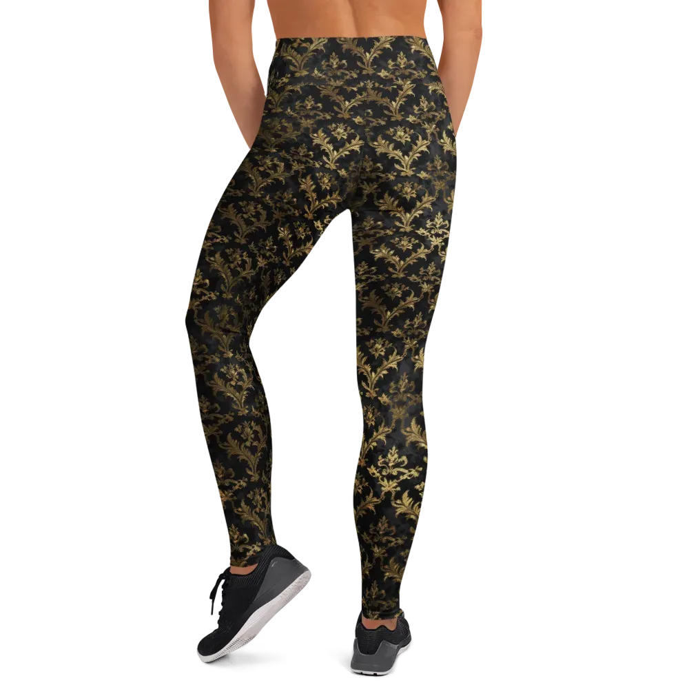 Gilded Damask on Yoga Leggings — Back