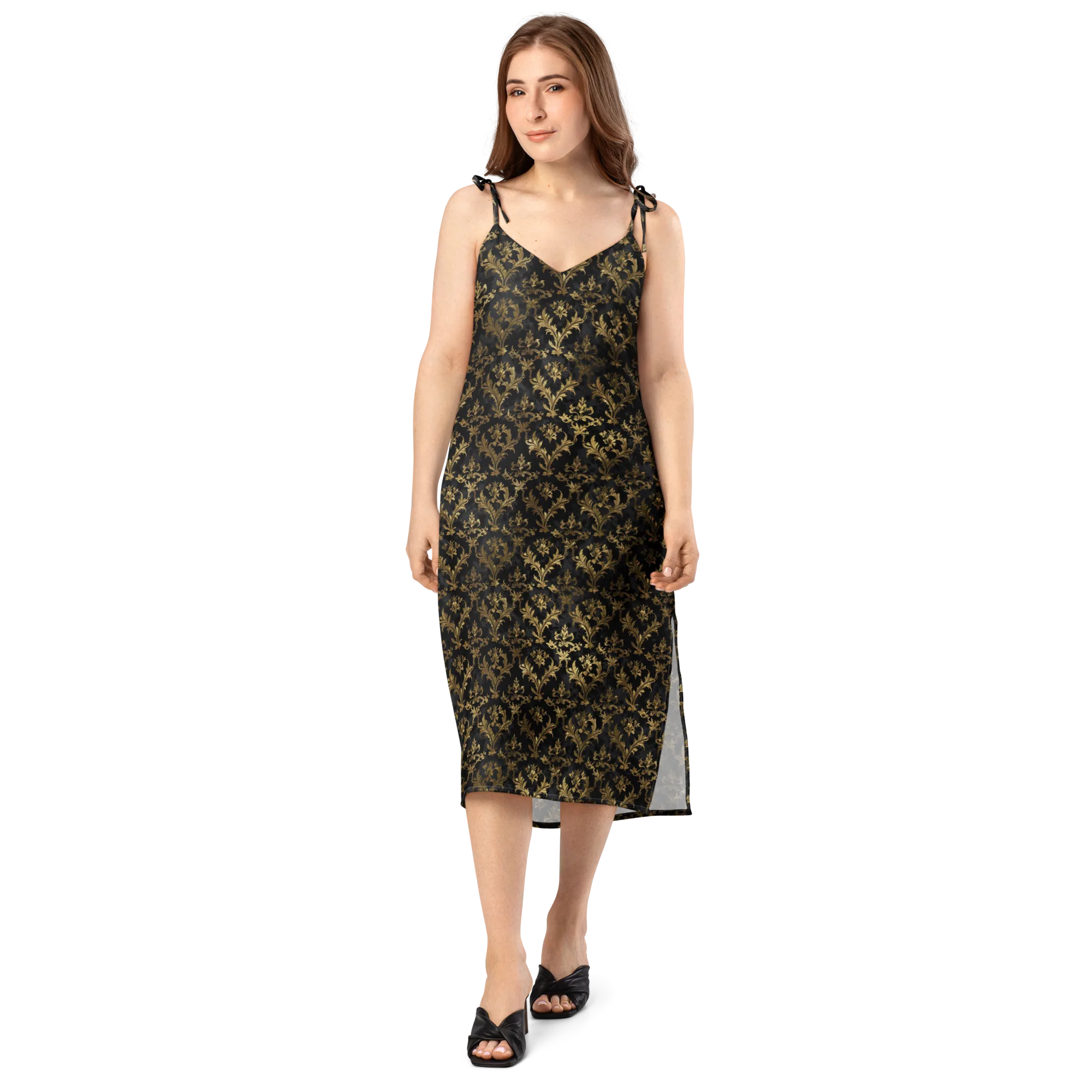 Gilded Damask on Slip Dress — Front