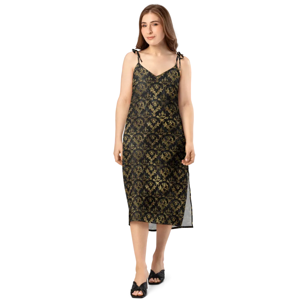 Gilded Damask on Slip Dress — Front
