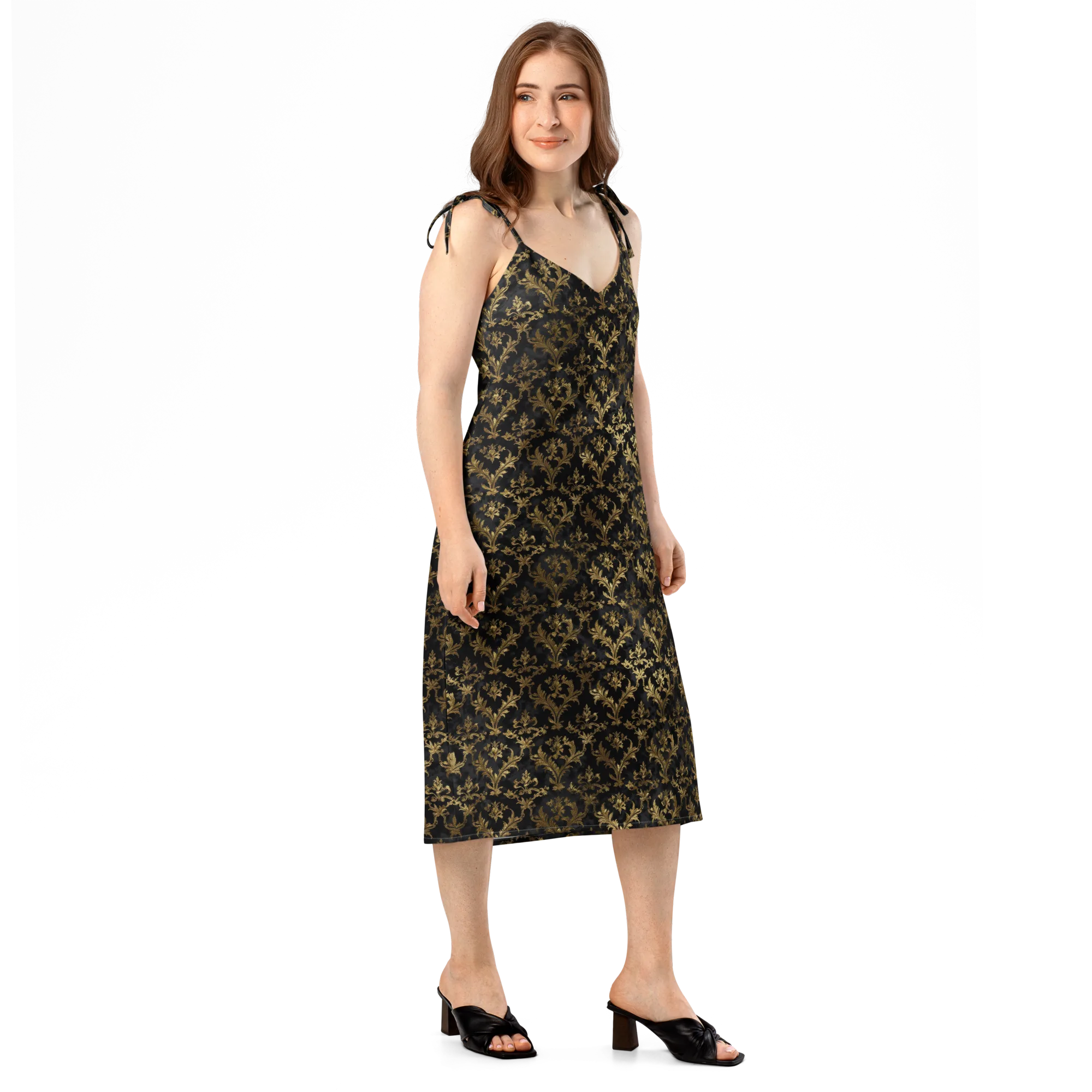 Gilded Damask on Slip Dress — Right Front