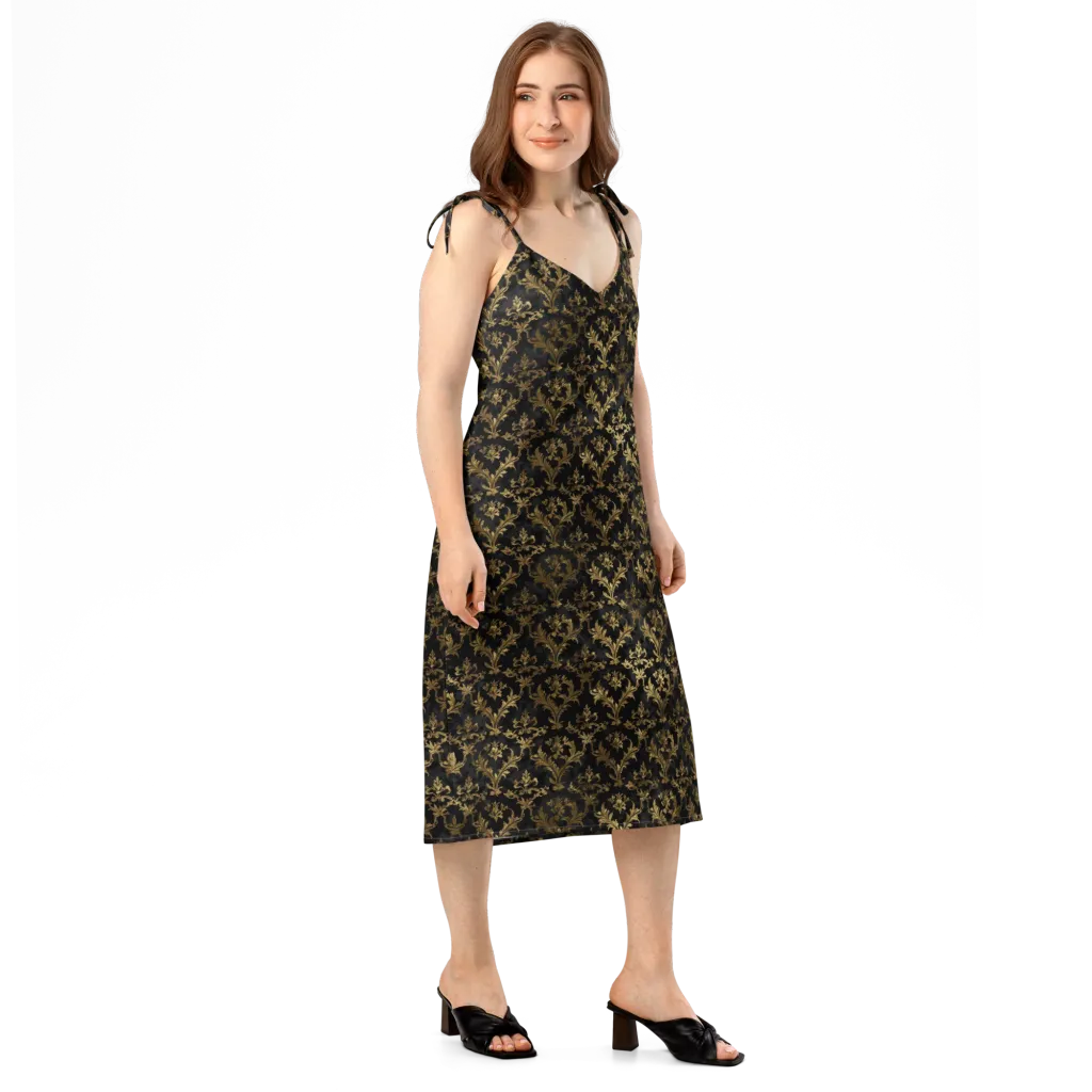 Gilded Damask on Slip Dress — Right Front