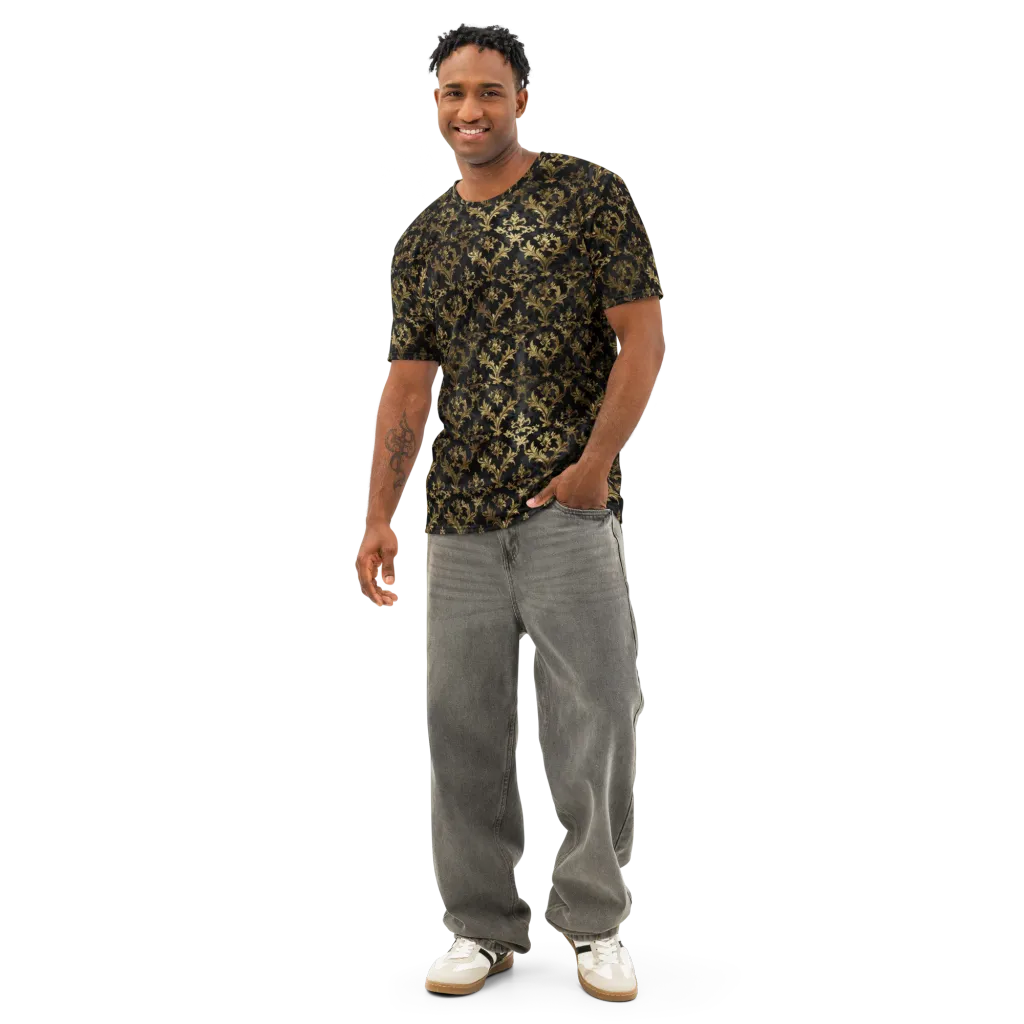Gilded Damask on Men's Cotton Crew Neck T-Shirt — Front