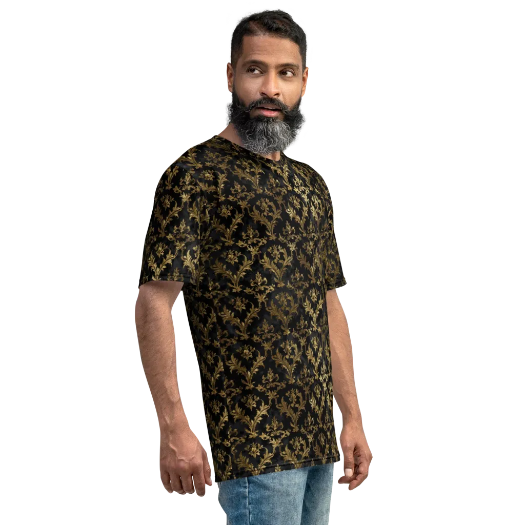 Gilded Damask on Men's Crew Neck T-Shirt — Right sleeve