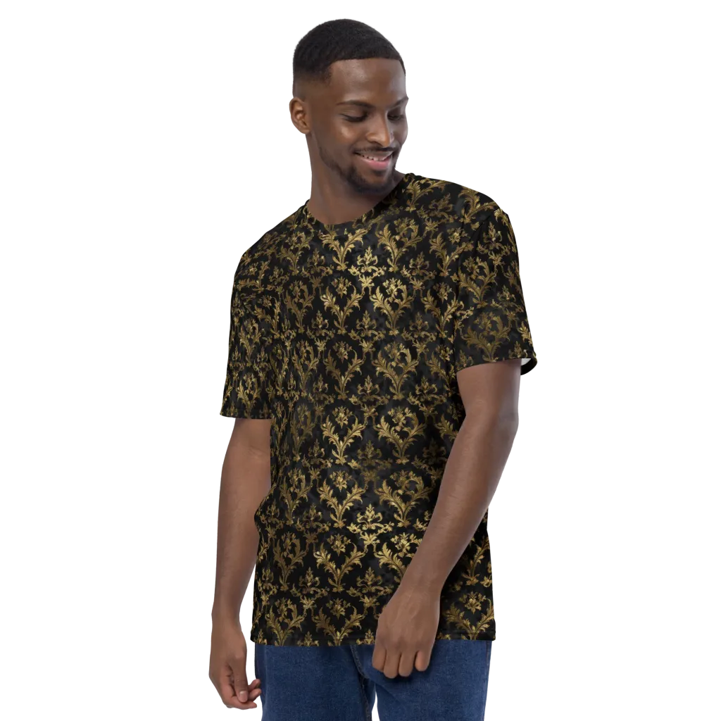 Gilded Damask on Men's Crew Neck T-Shirt — Left sleeve
