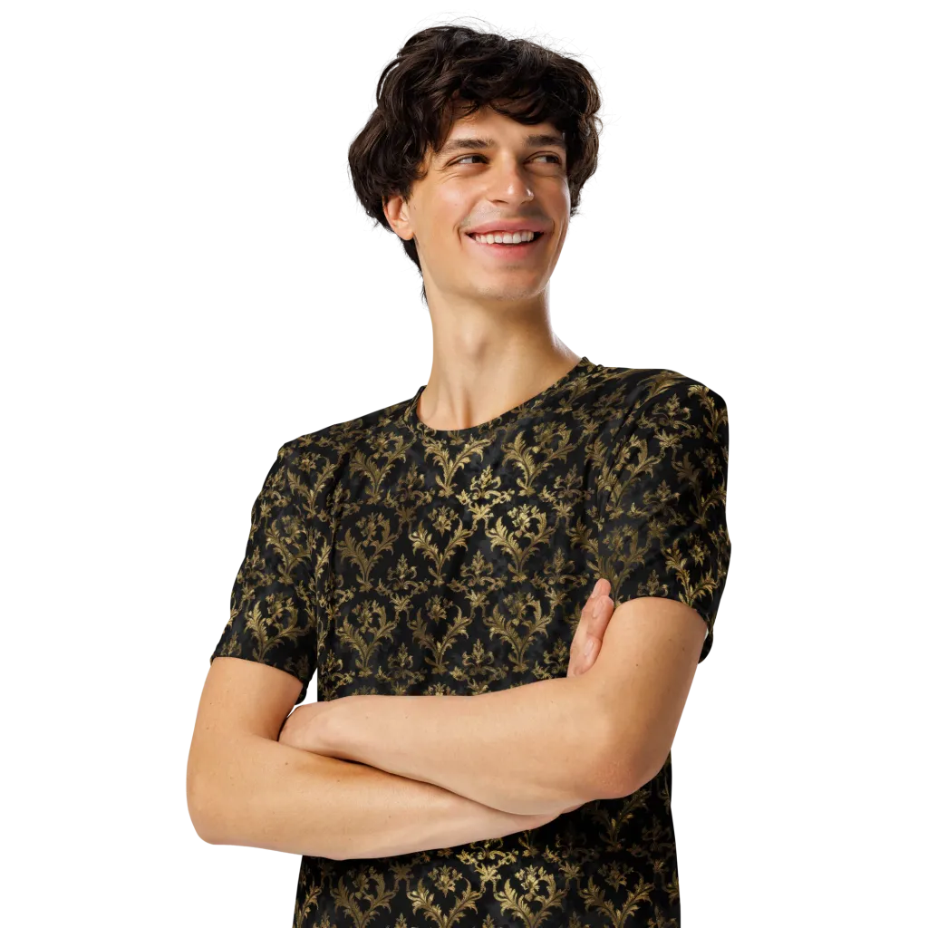 Gilded Damask on Men's Crew Neck T-Shirt — Front print
