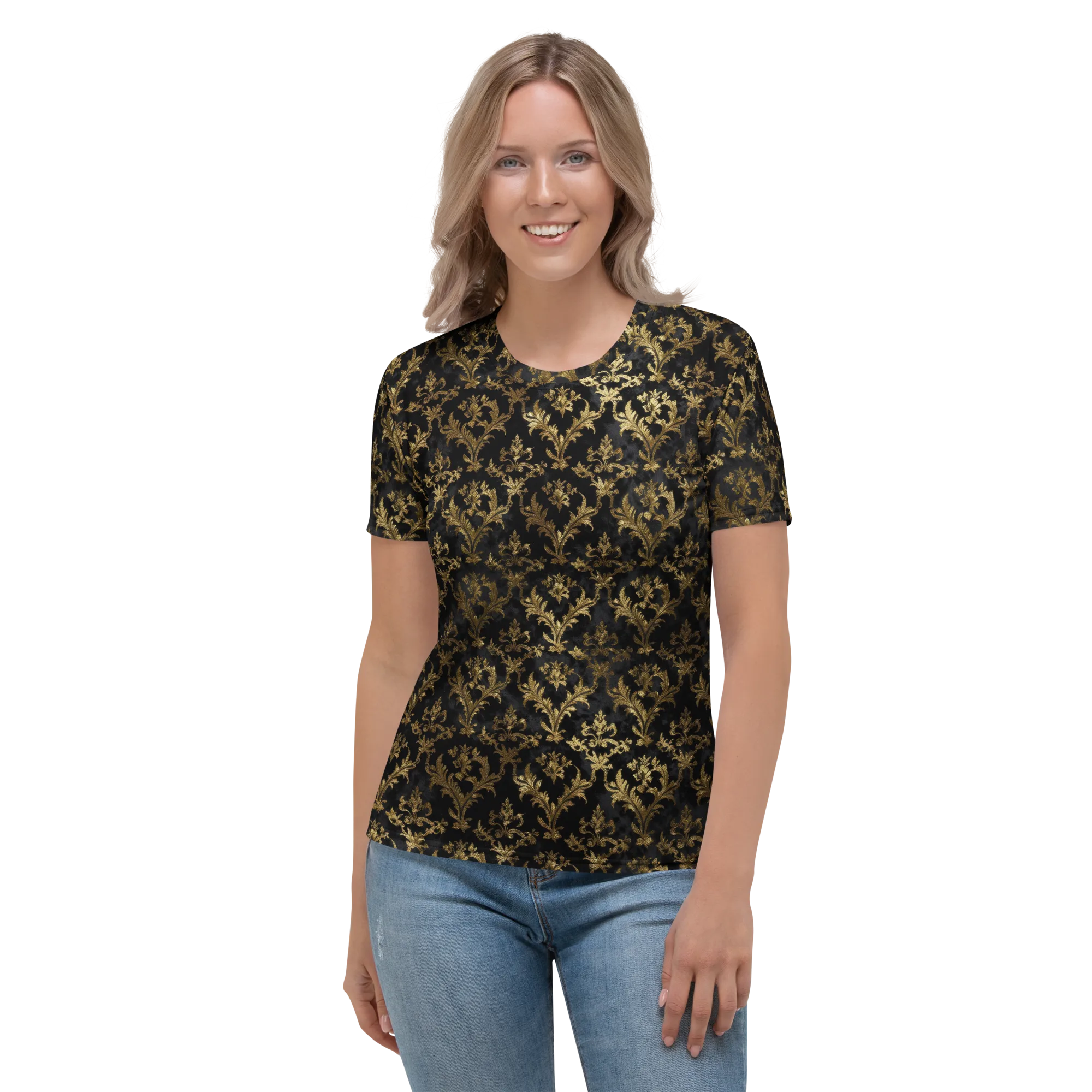 Gilded Damask on Women's Crew Neck T-Shirt — Front