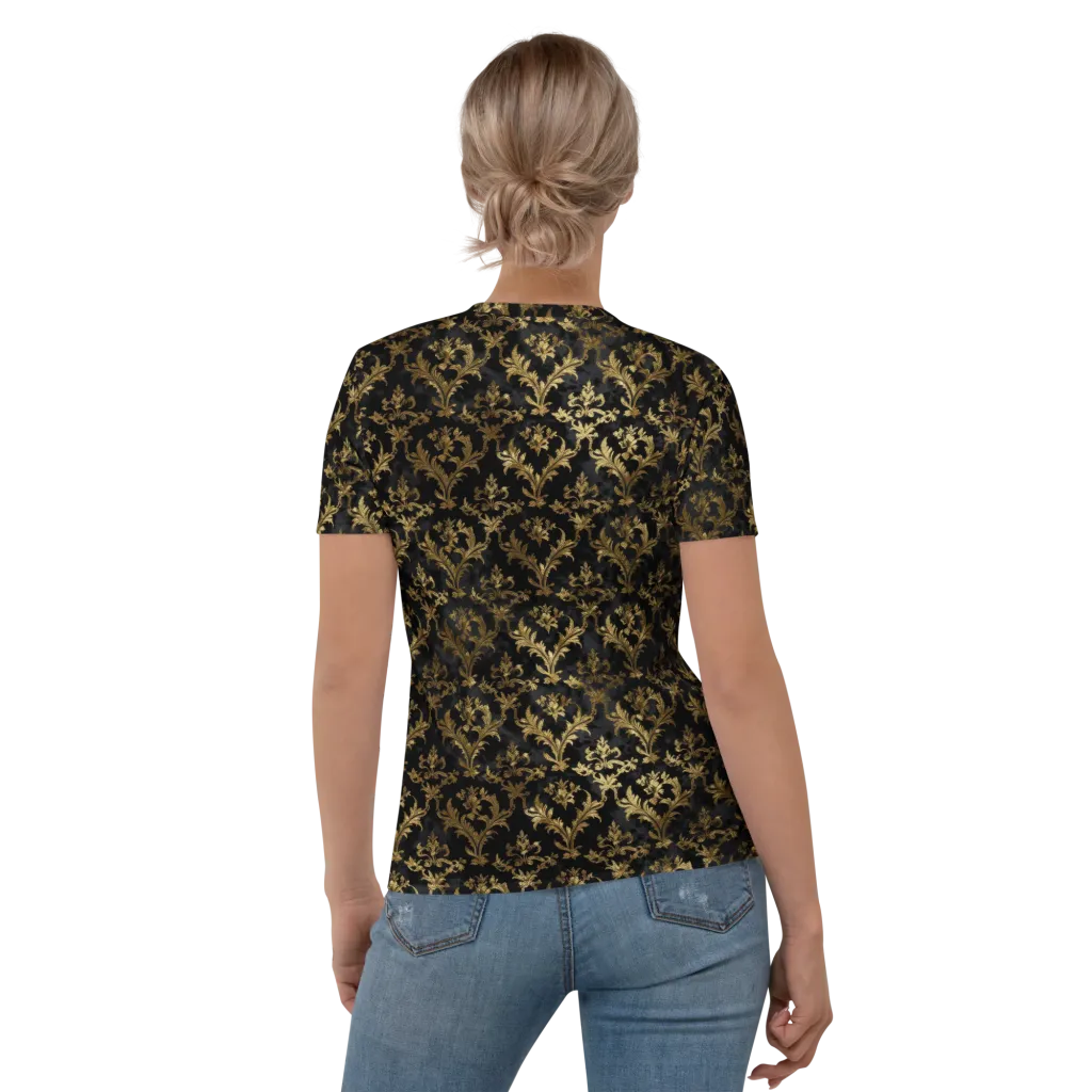 Gilded Damask on Women's Crew Neck T-Shirt — Back