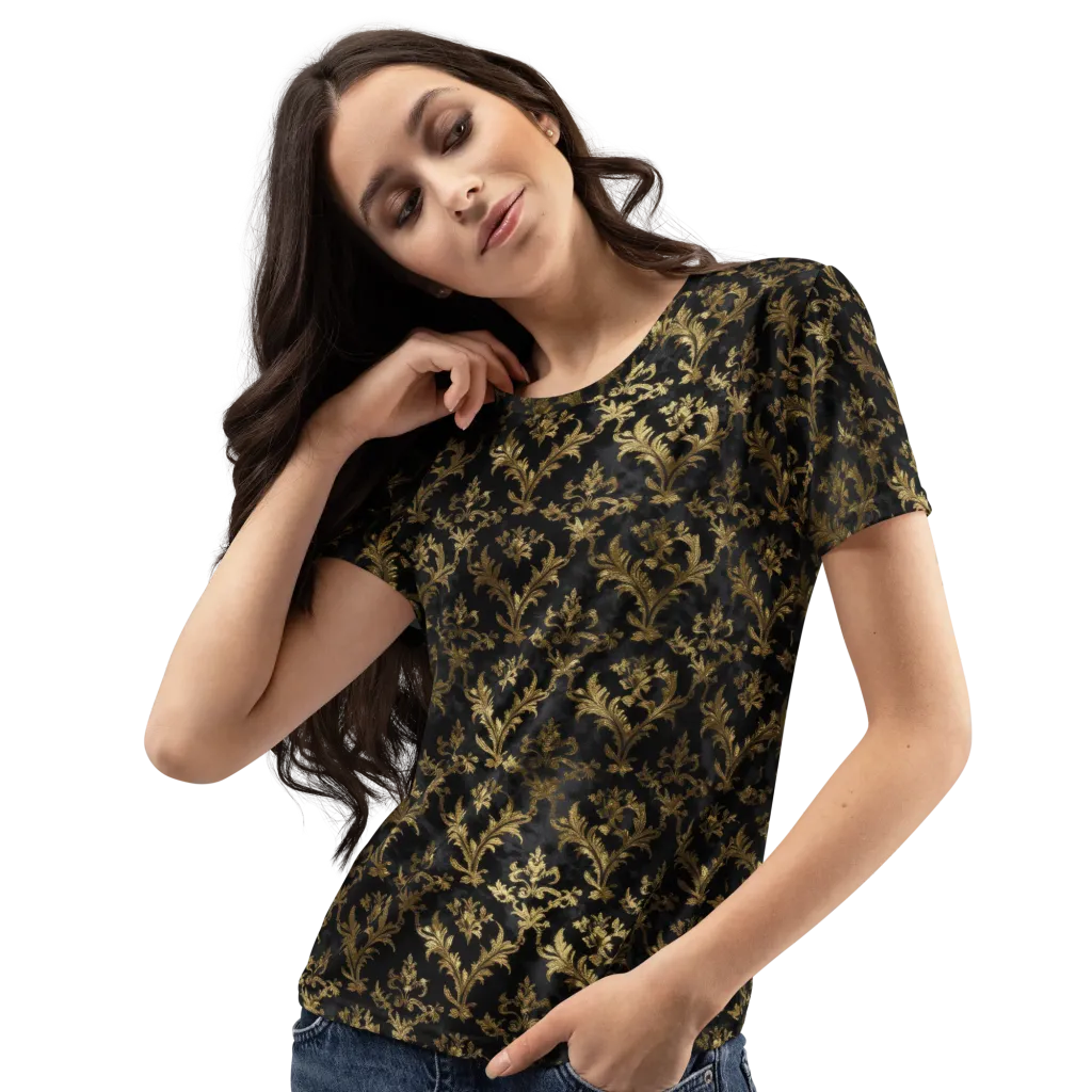 Gilded Damask on Women's Crew Neck T-Shirt — Print file