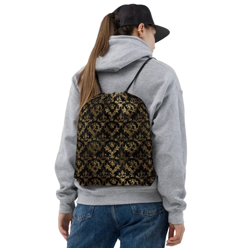 Gilded Damask on Drawstring Bag — Front