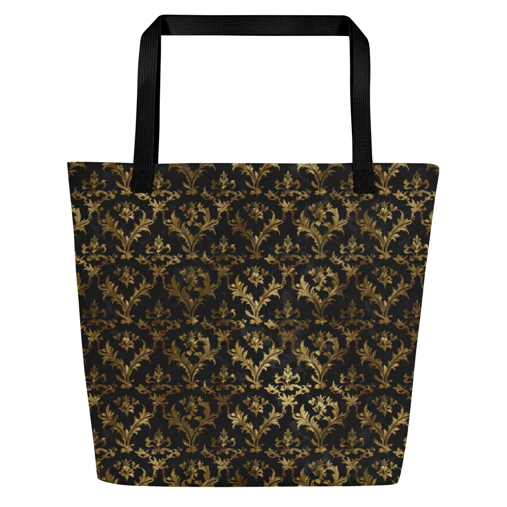 Gilded Damask on Large Tote Bag W/ Pocket — Front