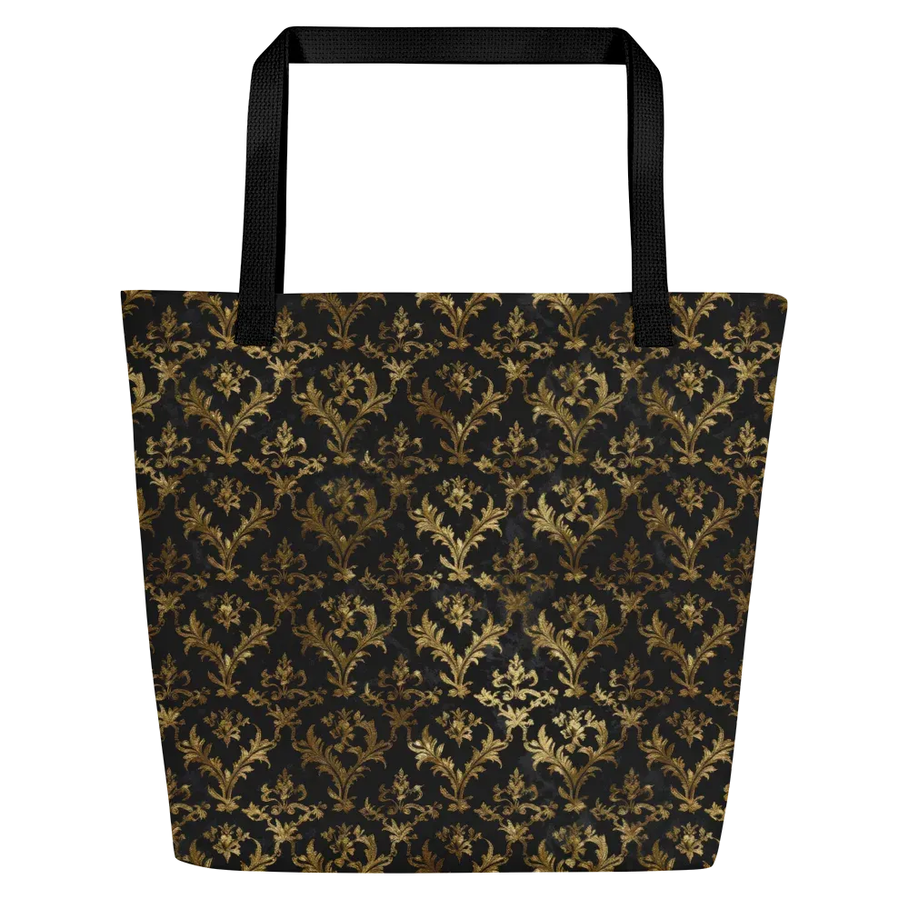 Gilded Damask on Large Tote Bag W/ Pocket — Front
