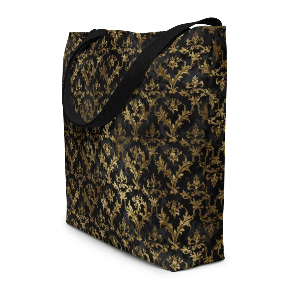 Gilded Damask on Large Tote Bag W/ Pocket — Print file