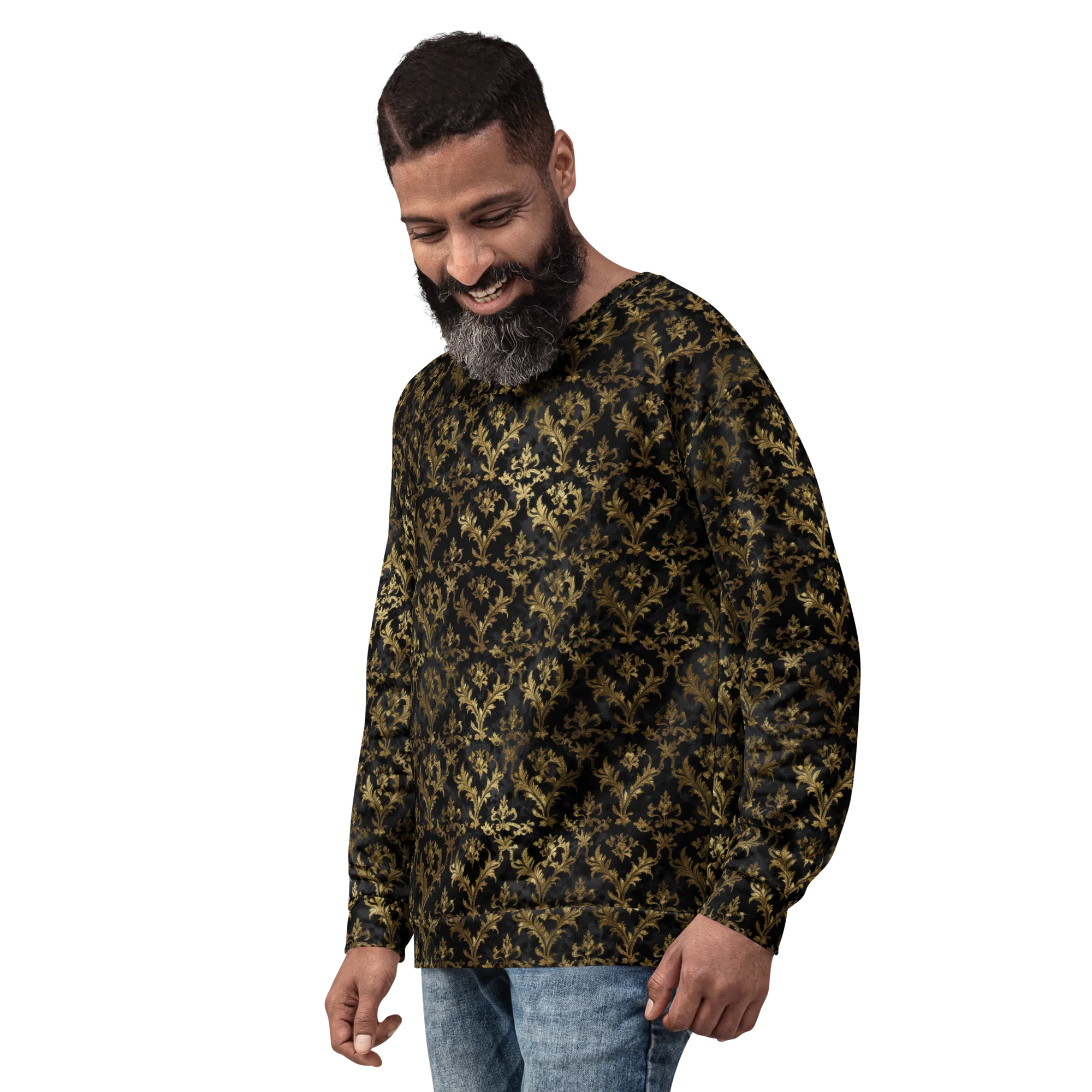 Gilded Damask on Sweatshirt — Left sleeve
