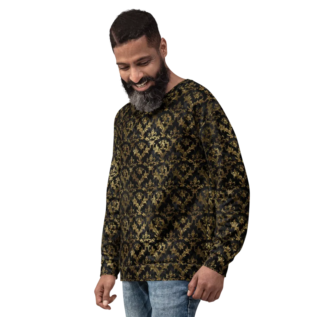 Gilded Damask on Sweatshirt — Left sleeve