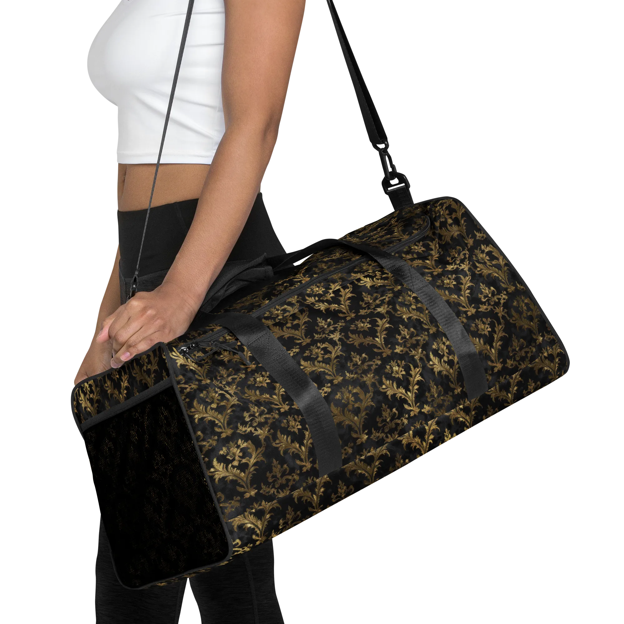 Gilded Damask on Duffle Bag — Front