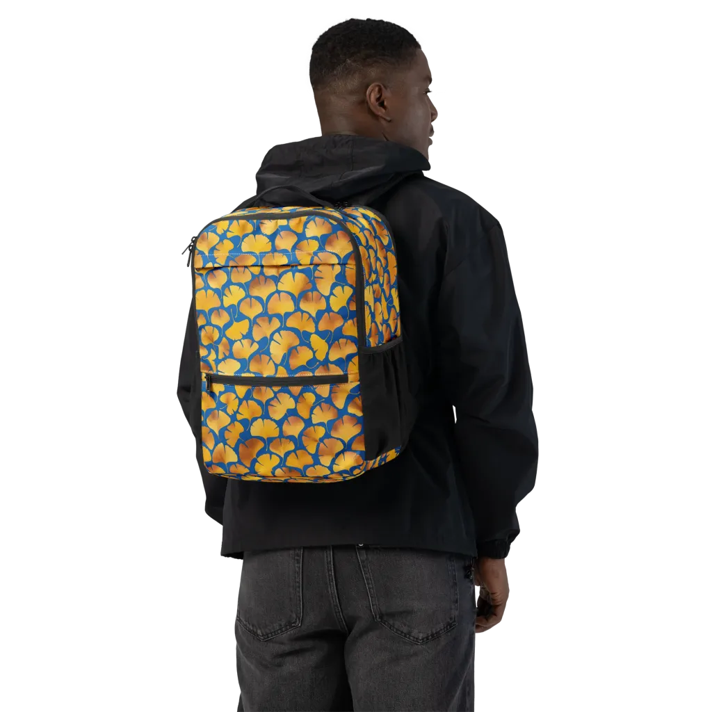 Blue Ginkgo on Utility Backpack — Back