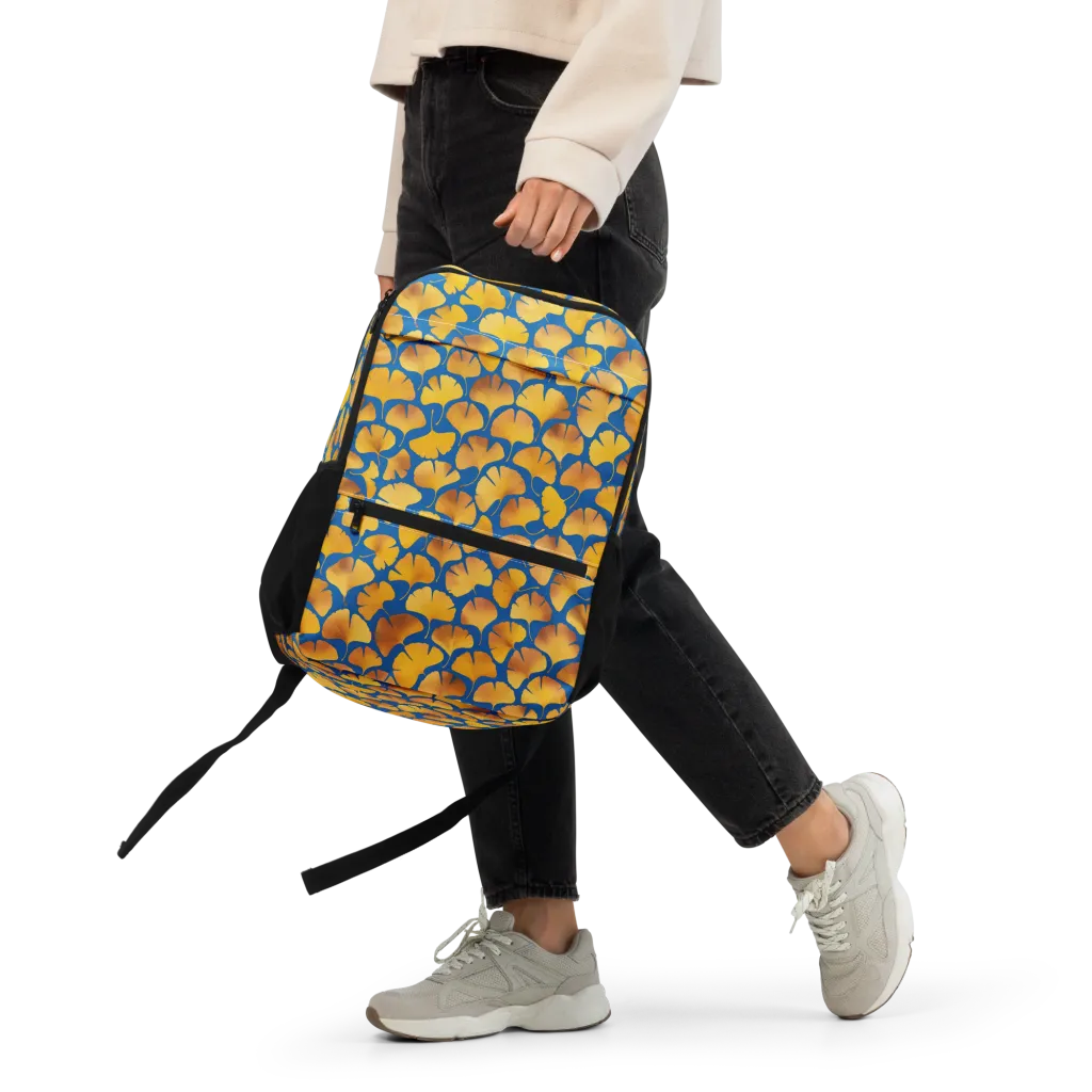Blue Ginkgo on Utility Backpack — Front 2