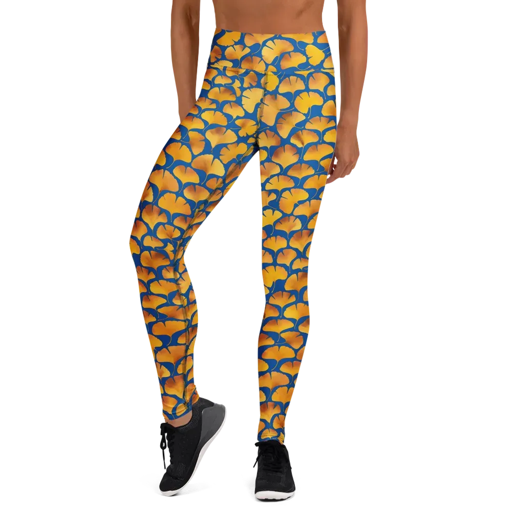Blue Ginkgo on Yoga Leggings — Front