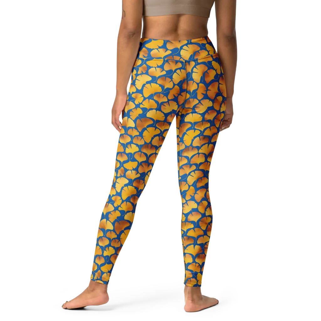 Blue Ginkgo on Yoga Leggings — Print file