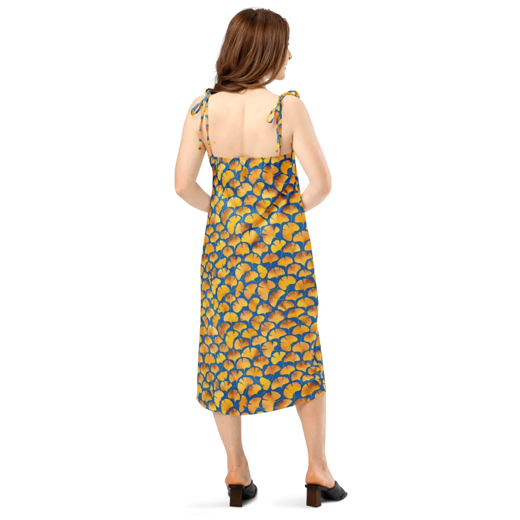 Blue Ginkgo on Slip Dress — Back