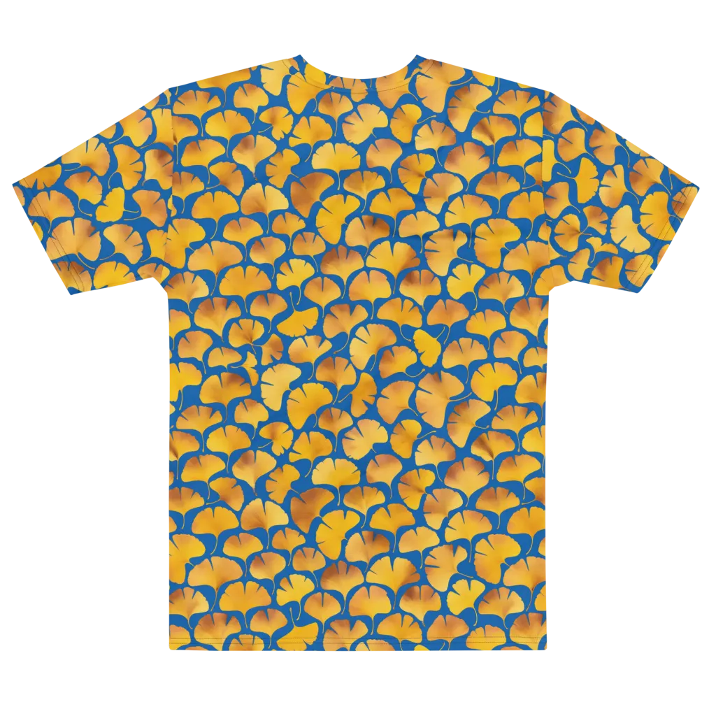 Blue Ginkgo on Men's Cotton Crew Neck T-Shirt — Front print