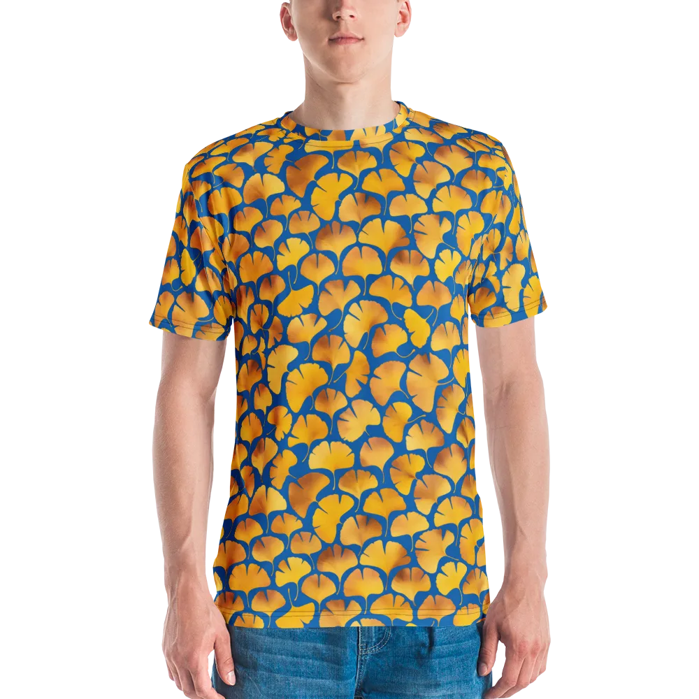 Blue Ginkgo on Men's Crew Neck T-Shirt — Front