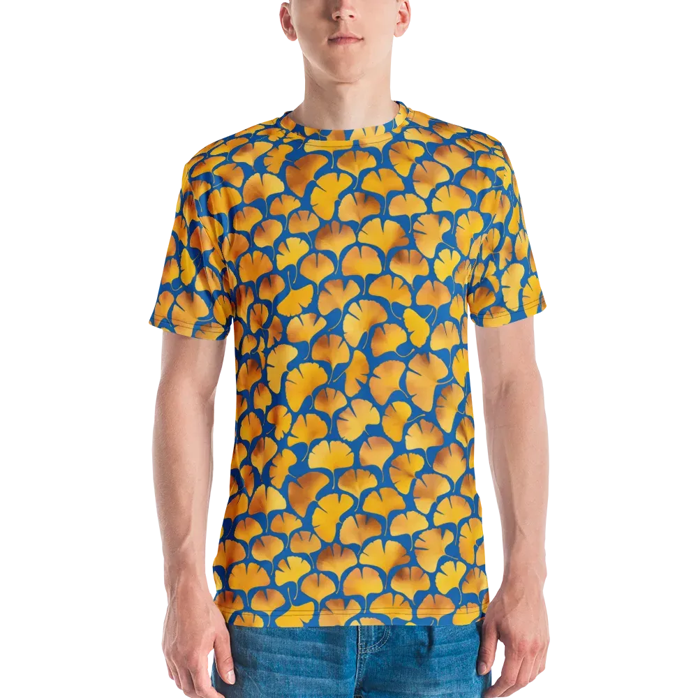 Blue Ginkgo on Men's Crew Neck T-Shirt — Front