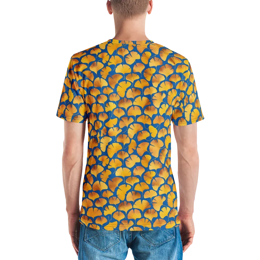 Blue Ginkgo on Men's Crew Neck T-Shirt — Back