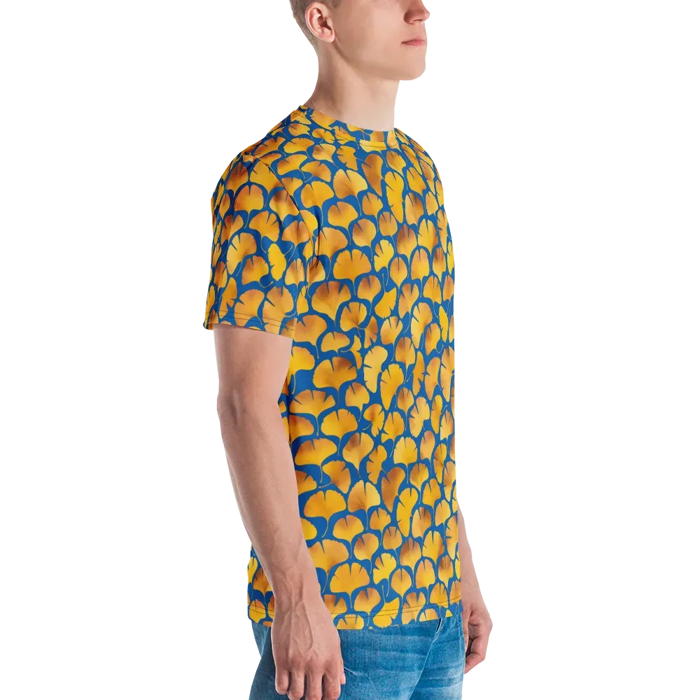Blue Ginkgo on Men's Crew Neck T-Shirt — Right
