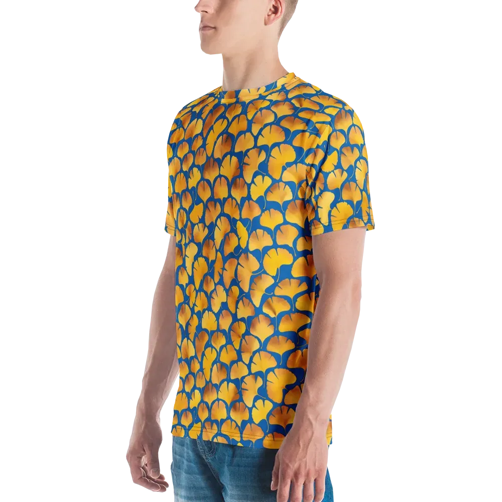Blue Ginkgo on Men's Crew Neck T-Shirt — Left