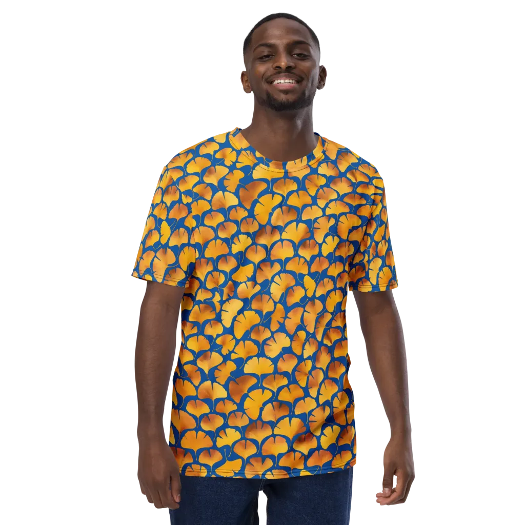 Blue Ginkgo on Men's Crew Neck T-Shirt — Front print