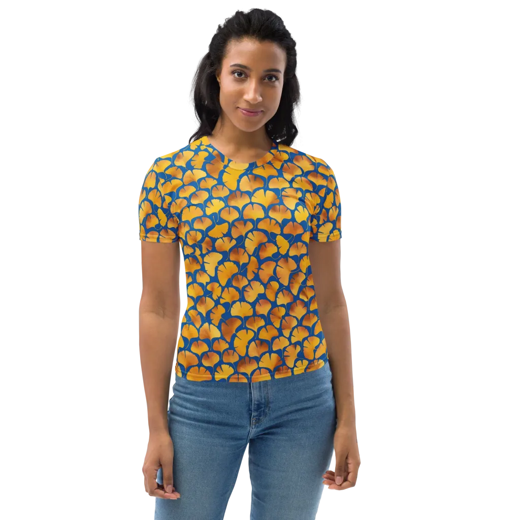 Blue Ginkgo on Women's Crew Neck T-Shirt — Print file