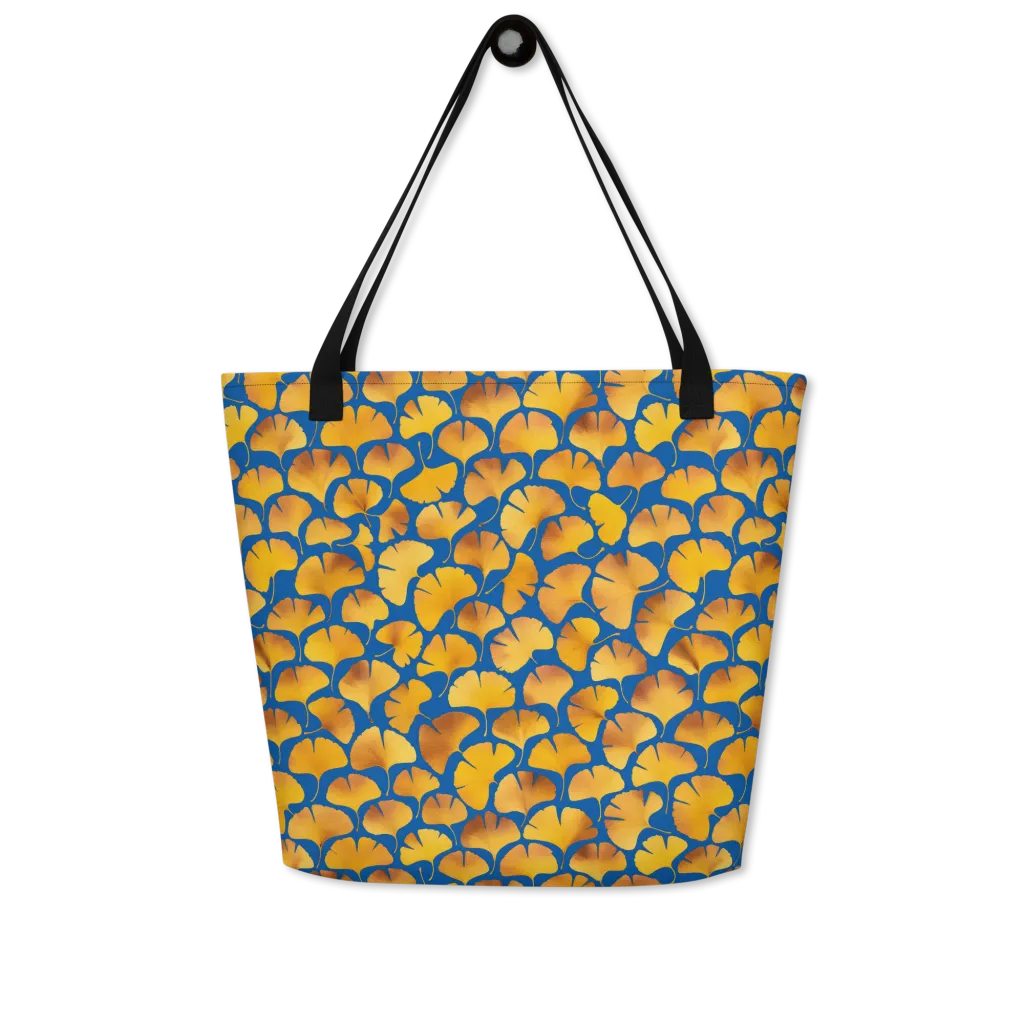 Blue Ginkgo on Large Tote Bag W/ Pocket — Print file